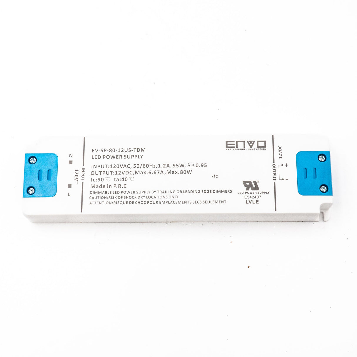 ENVO EV-SP-80-12US-TDM Triac Dimmable LED Driver 80W 12V 6.67A - EV-SP-80-12US-TDM - powersupplymall.com