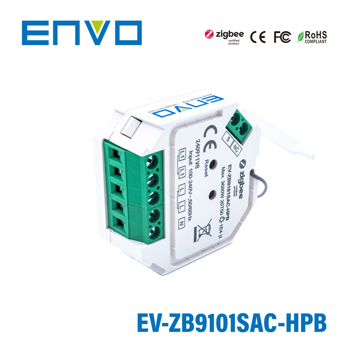 ENVO ZigBee In - wall Switch - On/Off Control, 16A - EV - ZB9101SAC - HPB - powersupplymall.com