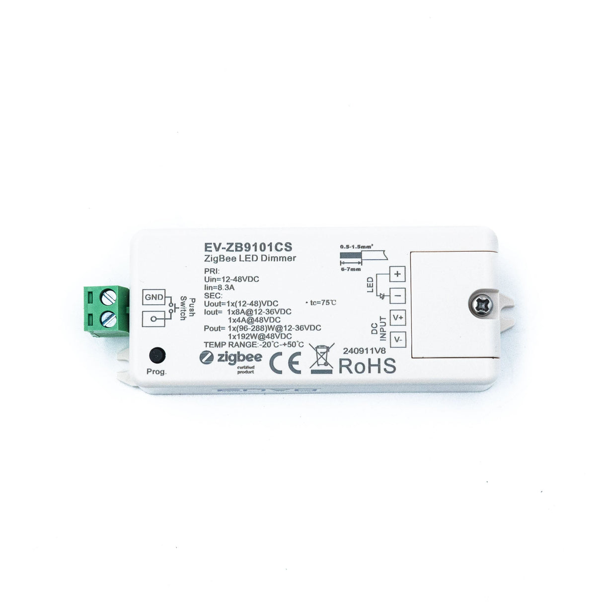 ENVO ZigBee Single Colour Mini Controller 12-36V 8A 1 Channel - EV-ZB9101CS - powersupplymall.com