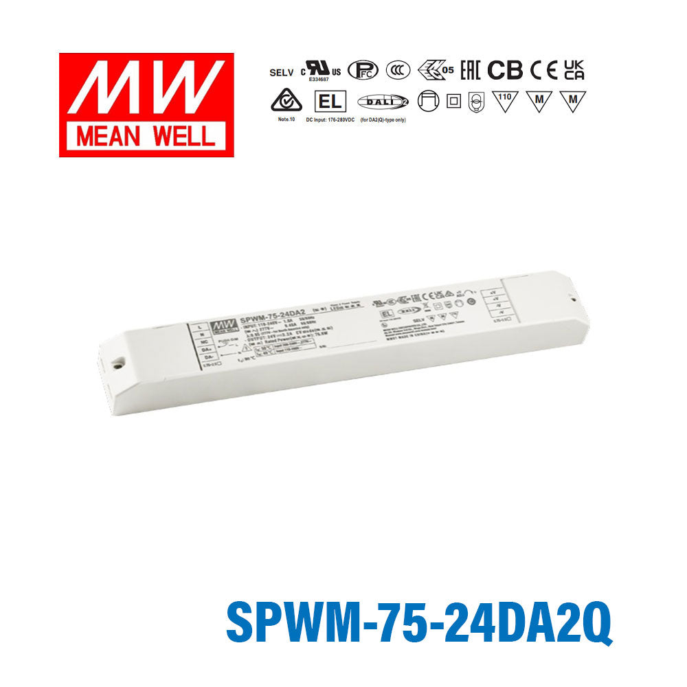 MEAN WELL SPWM-75-24DA2Q 76.8W 24V CV LED Driver