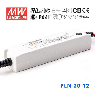 Mean Well PLN-20-12 Power Supply 20W 12V - IP64 1.6A