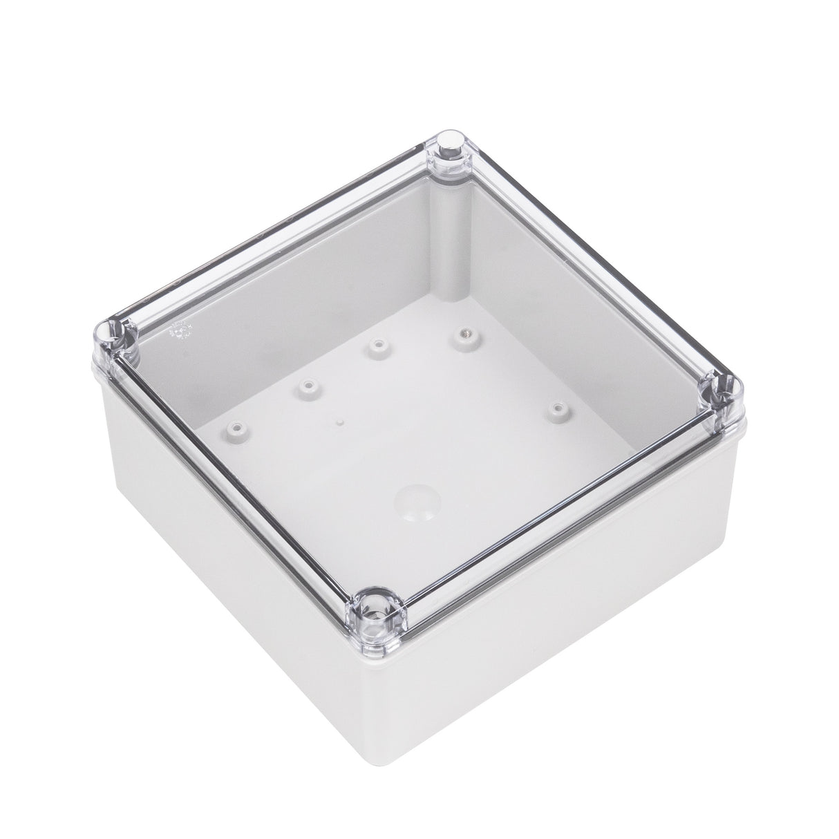Boxco S-Series 7.87 x 7.87 x 3.94 Inches(200x200x100mm) Plastic Enclosure, IP67, IK08, ABS, Transparent Cover, Screw Type - PHOTO 1