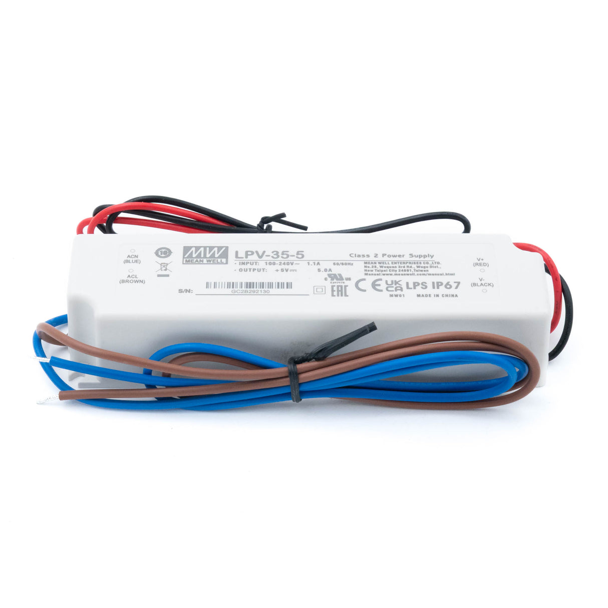 Mean Well LPV-35-5 LED Driver — 30W 5V 5A IP67 Waterproof - PHOTO 1