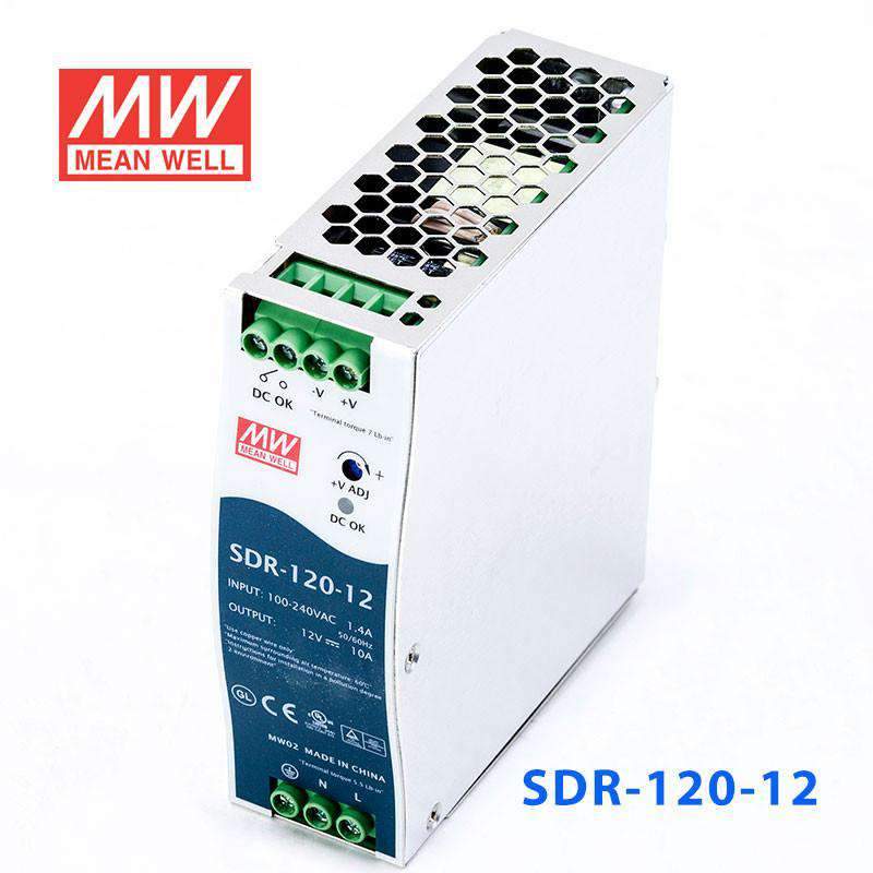Mean Well SDR-120-12 Single Output Industrial Power Supply 120W 12V 10A - DIN Rail - PHOTO 1