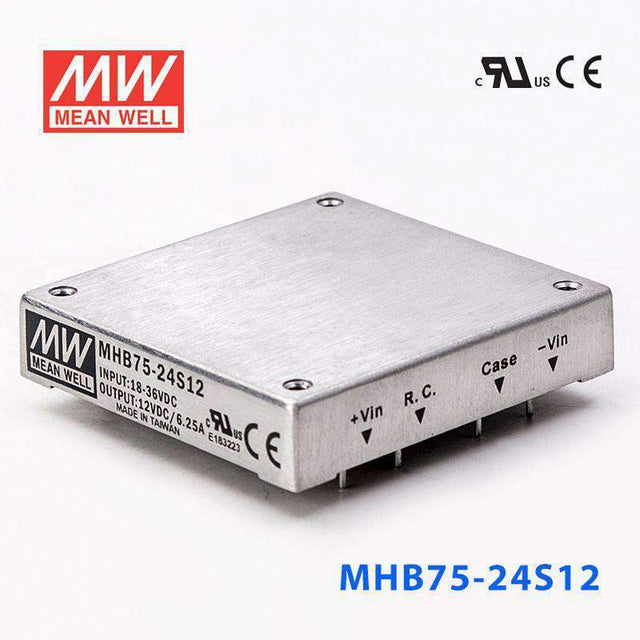 Mean Well MHB75-24S12 DC-DC Converter - 75W - 18~36V in 12V out 6.25A