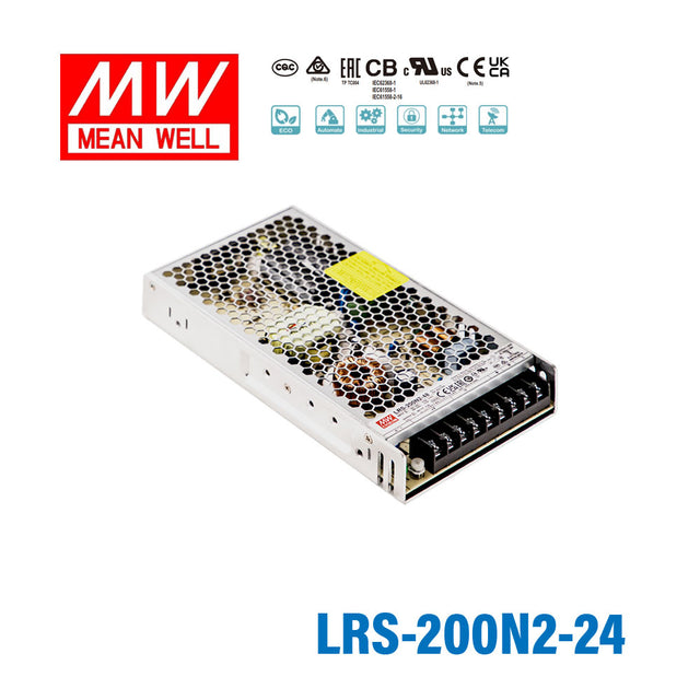 Mean Well LRS-200N2-24 Single Output High Peak Power Supply 211.2W 24V, 2 Times Peak Power 8.8A