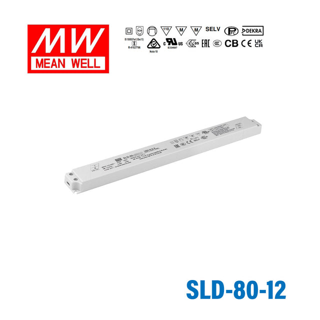 Mean Well SLD-80-12 Linear LED Driver 80W 12V 6600mA - Slim