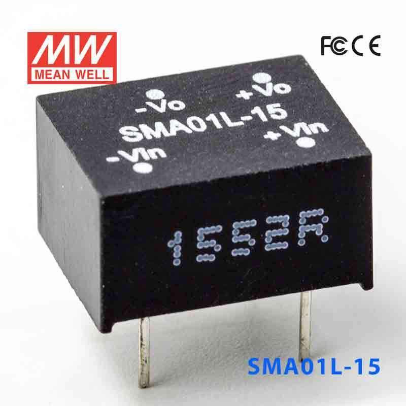 Mean Well SMA01L-15 DC-DC Converter - 1W - 4.5~5.5V in 15V out 67mA