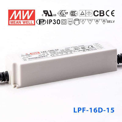 Mean Well LPF-16D-15 Power Supply 16W 15V - Dimmable