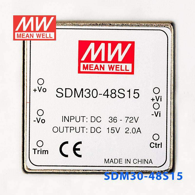 Mean Well SDM30-48S15 DC-DC Converter - 30W - 36~72V in 15V out - PHOTO 2