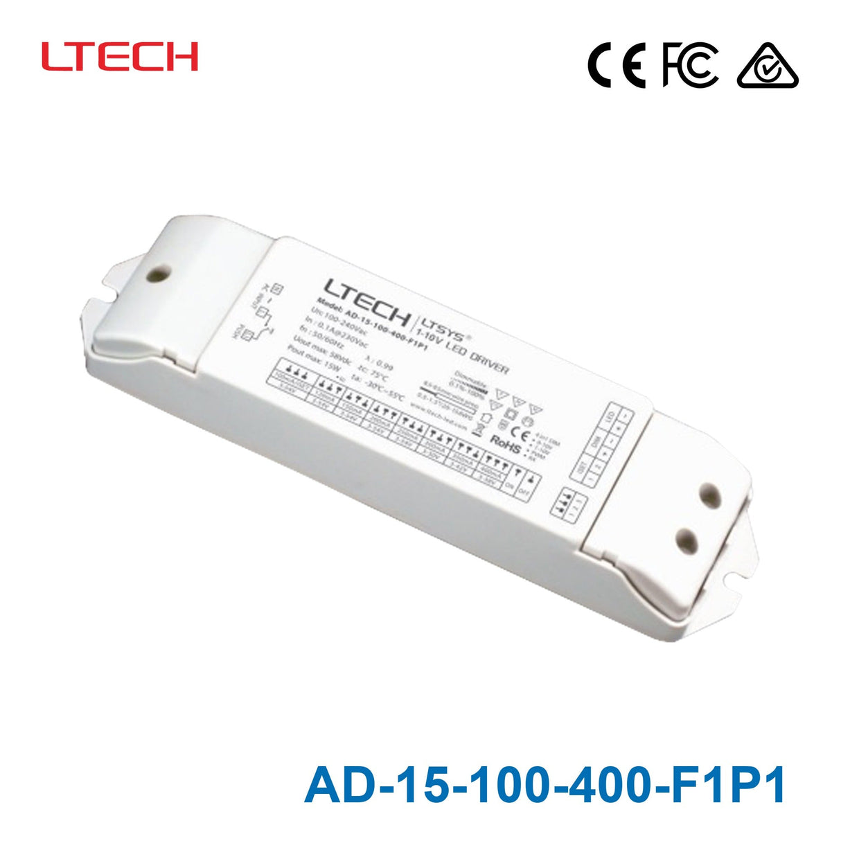 Ltech AD - 15 - 100 - 400 - F1P1 LED intelligent Driver - AD-15-100-400-F1P1 - powersupplymall.com