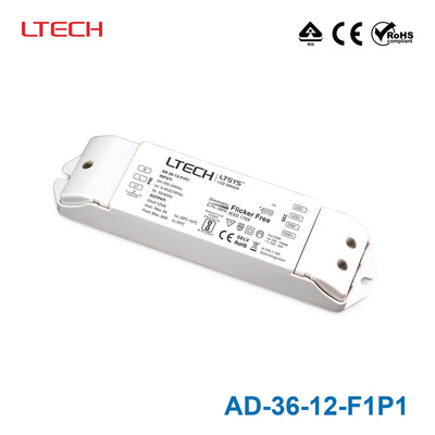 LTECH AD-36-12-F1P1 36W 12Vdc CV LED Driver - 0/1-10Vdimmable 3A
