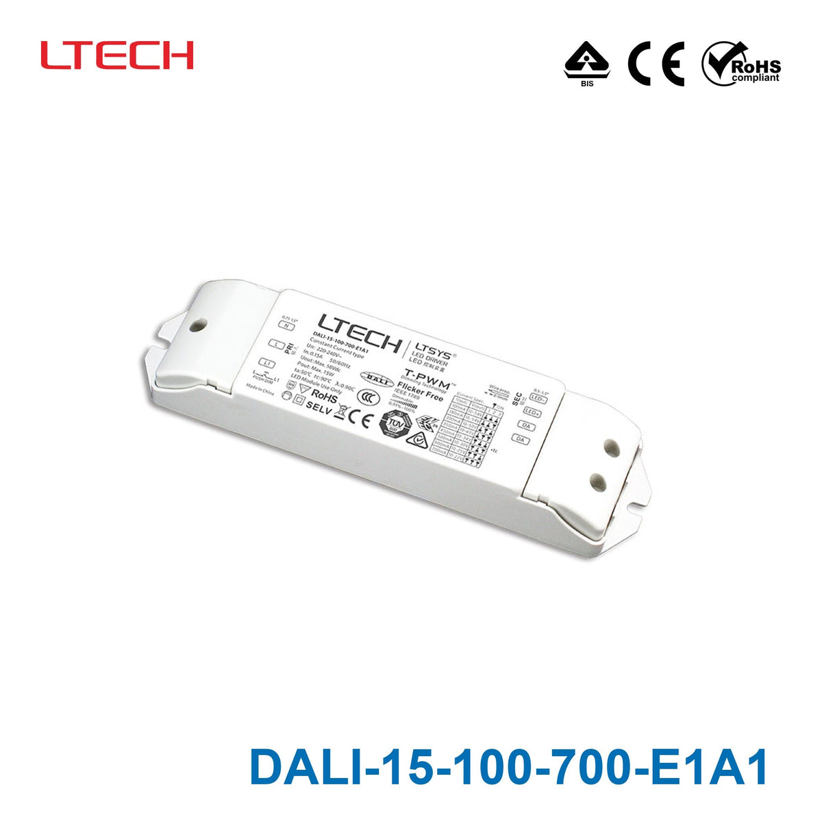 Ltech DALI-15-100-700-E1A1 15W 100mA ~700mA CC Dali LED Driver - Selectable Output - DALI-15-100-700-E1A1 - powersupplymall.com