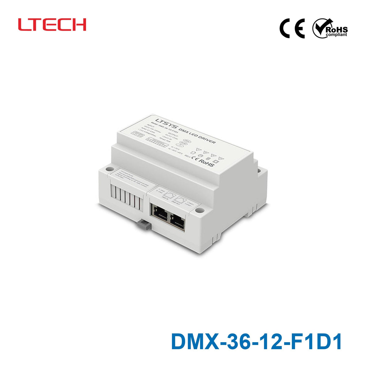 Ltech DMX-36-12-F1D1 36W 12VDC CV DMX LED Driver - DMX dimmable 3A - DMX-36-12-F1D1 - powersupplymall.com