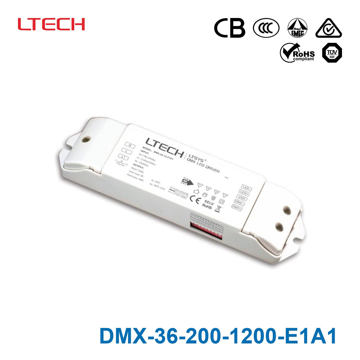 Ltech DMX-36-200-1200-E1A1 36W 200~1200mA CC DMX LED Driver - Selectable Output - DMX-36-200-1200-E1A1 - powersupplymall.com