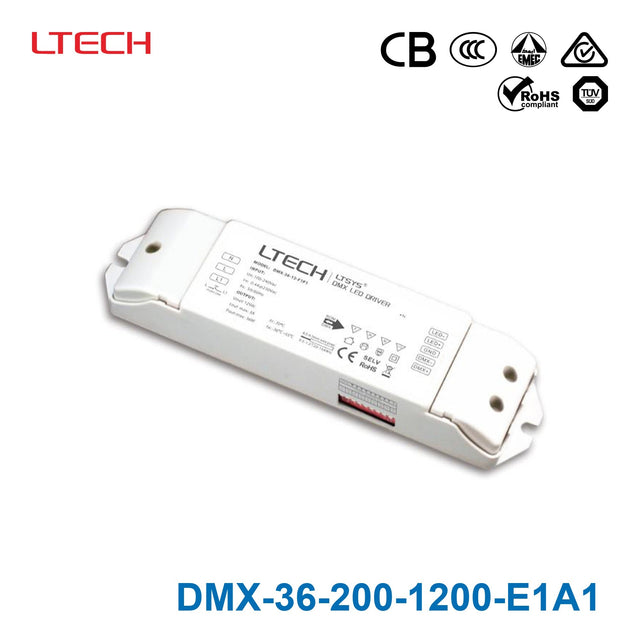 Ltech DMX-36-200-1200-E1A1 36W 200~1200mA CC DMX LED Driver - Selectable Output - DMX-36-200-1200-E1A1 - powersupplymall.com