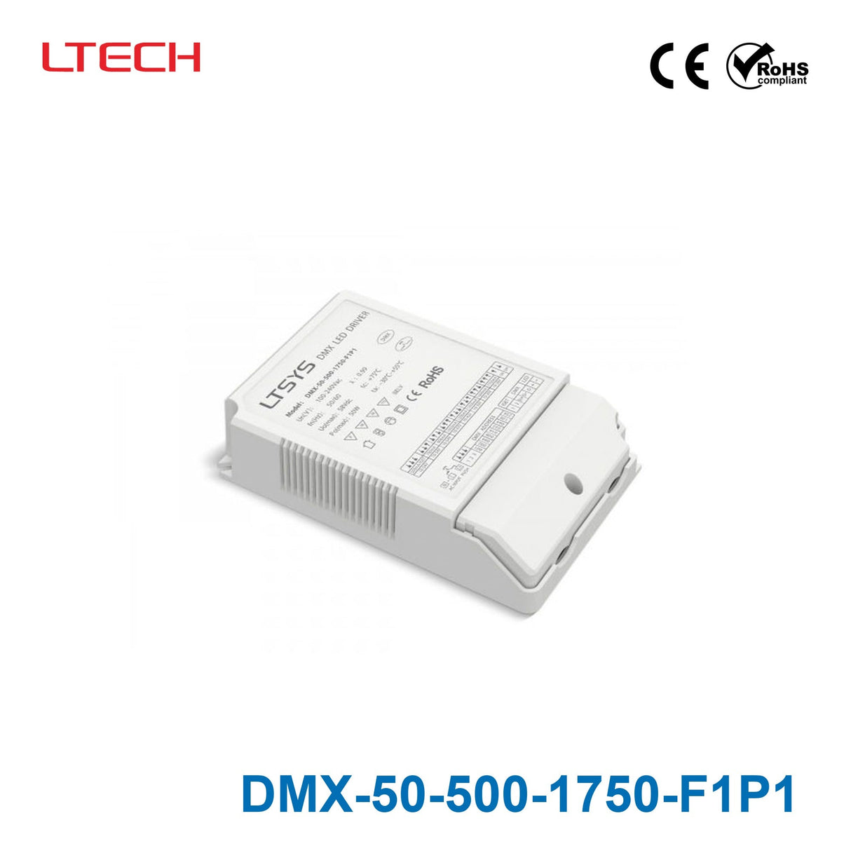 Ltech DMX - 50 - 500 - 1750 - F1P1 DMX Driver 500 - 1750mA 50W - DMX-50-500-1750-F1P1 - powersupplymall.com