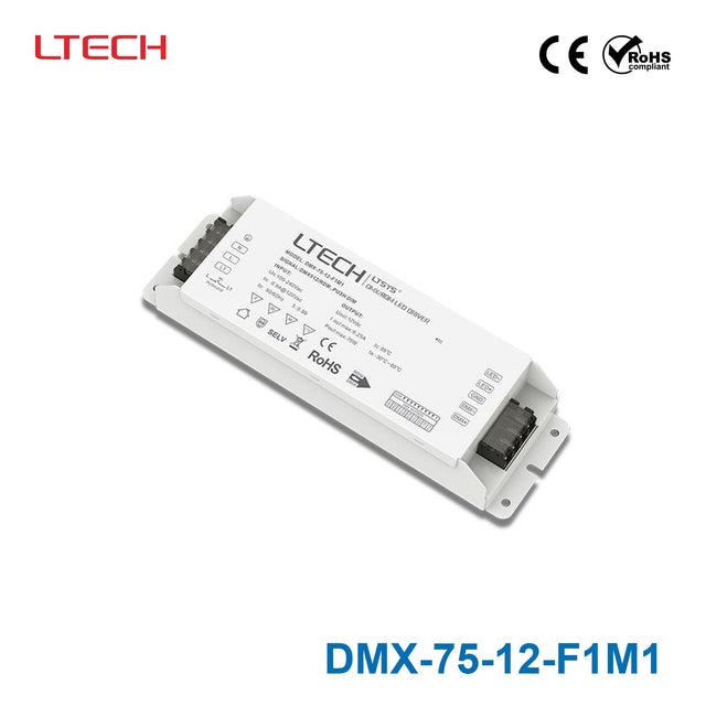 Ltech DMX-75-12-F1M1 75W 12VDC CV DMX LED Driver - DMX dimmable 6.25A - DMX-75-12-F1M1 - powersupplymall.com