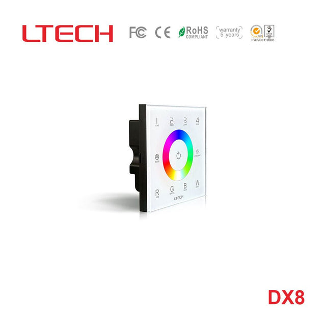 Ltech DX8 Wireless RF/DMX512 Multi - zone Touch Panel - RGBW - DX8 - powersupplymall.com