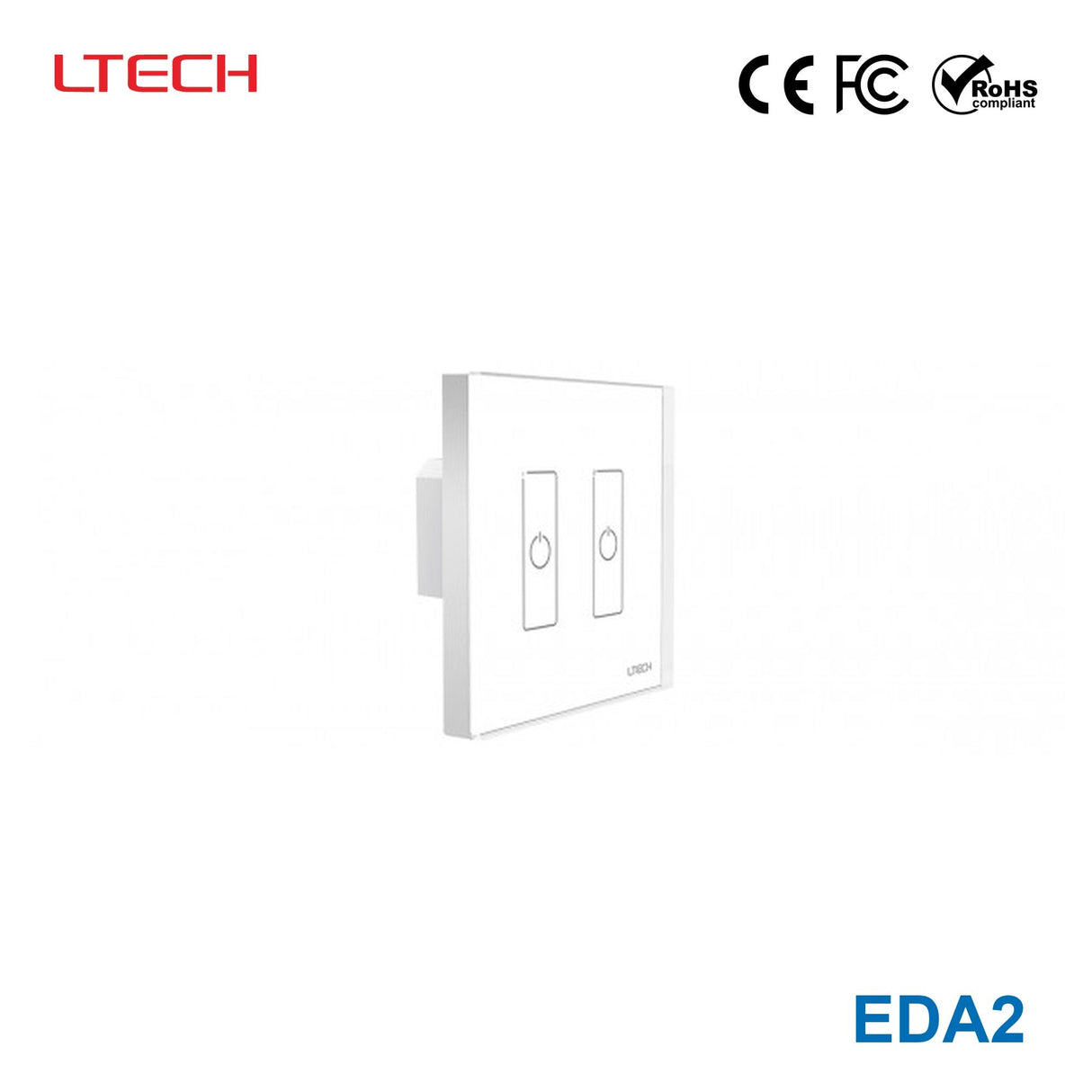 Ltech EDA2 2 Switch Touch Panel - DALI Master Dimmer - EDA2 - powersupplymall.com