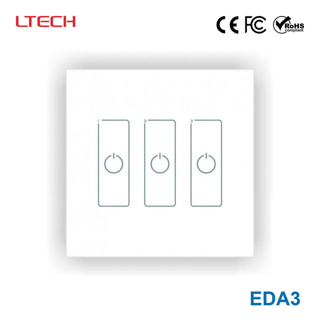 Ltech EDA3 3 Switch Touch Panel - DALI Master Dimmer - EDA3 - powersupplymall.com