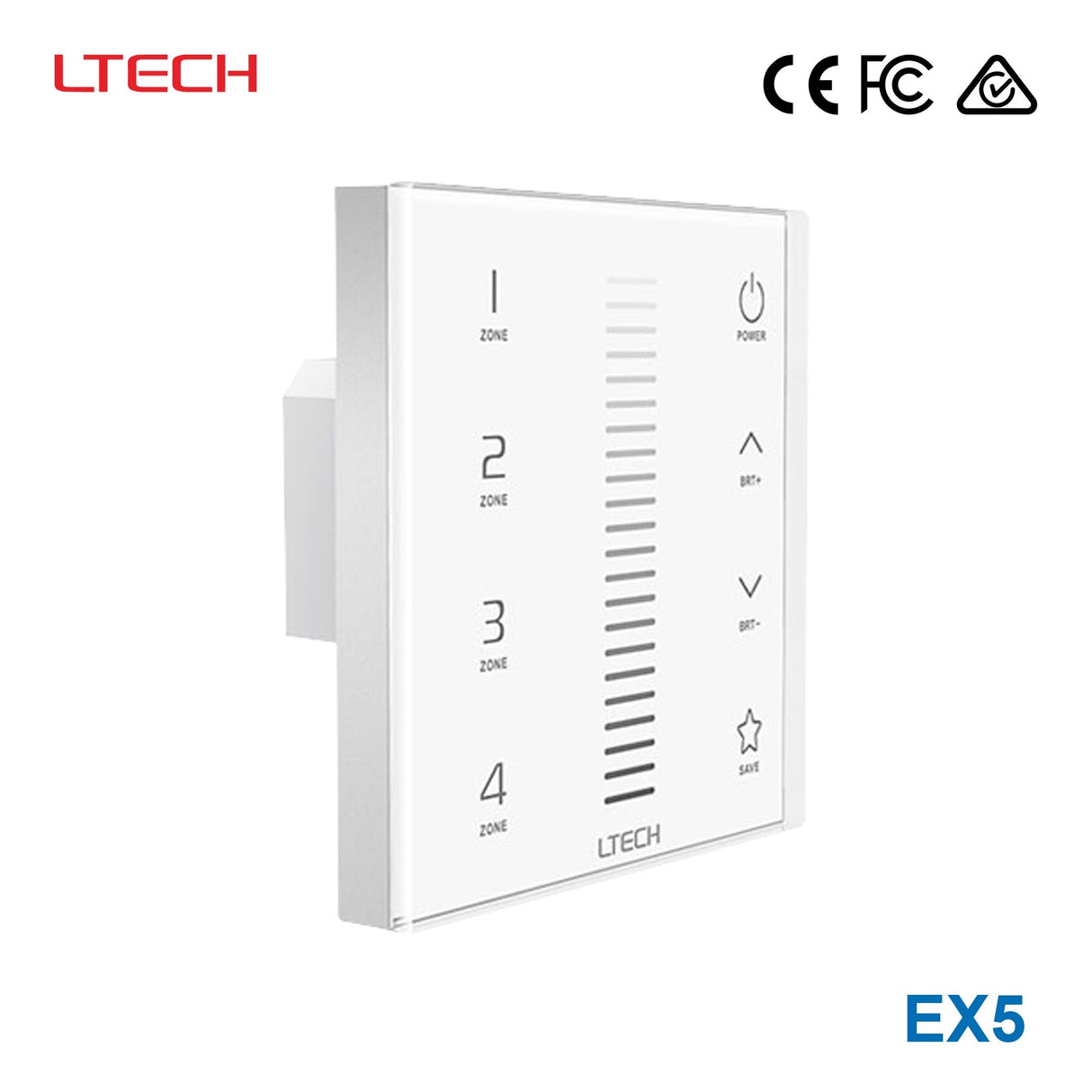 Ltech EX5 Wireless RF/DMX512 Multi-zone Touch Panel - Dimming - EX5 - powersupplymall.com