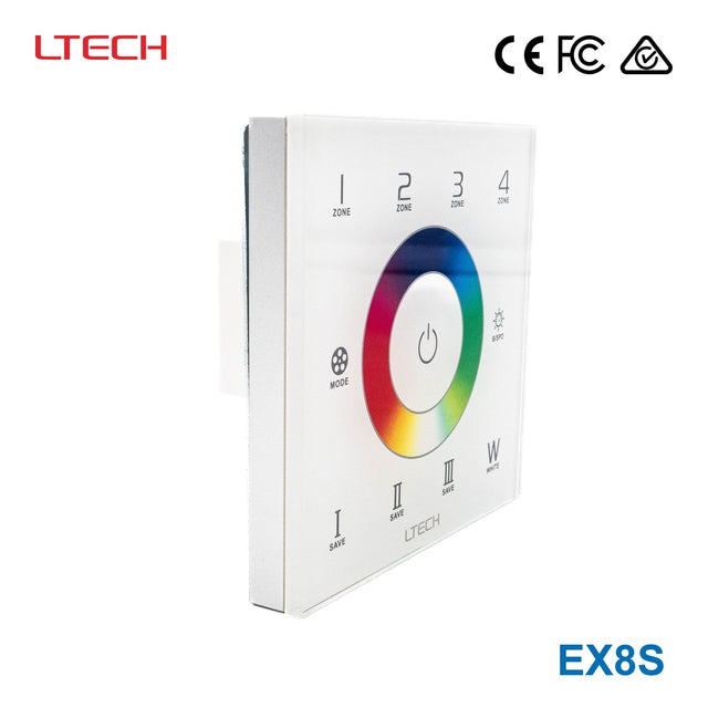 Ltech EX8S Wireless RF/DMX512 Multi - zone Touch Panel - RGBW - EX8S - powersupplymall.com