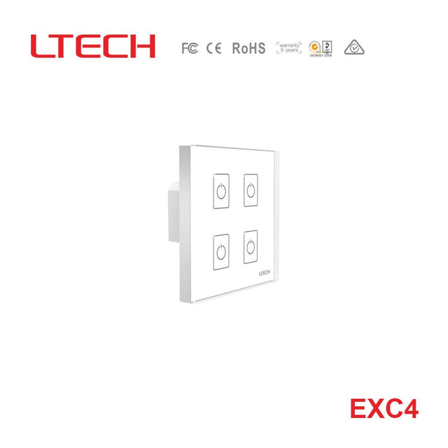 Ltech EXC4 4 Switch Wireless RF/DMX512 Touch Panel - Dimming - EXC4 - powersupplymall.com