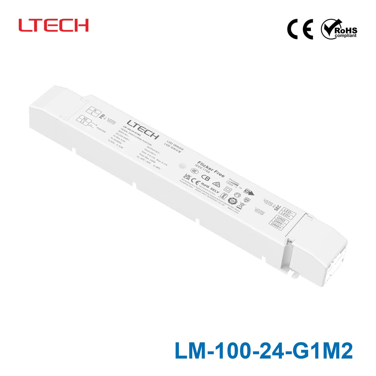 Ltech LM-100-24-G1M2 100W 24VDC CV DMX LED Driver - DMX dimmable 4.17A - LM-100-24-G1M2 - powersupplymall.com