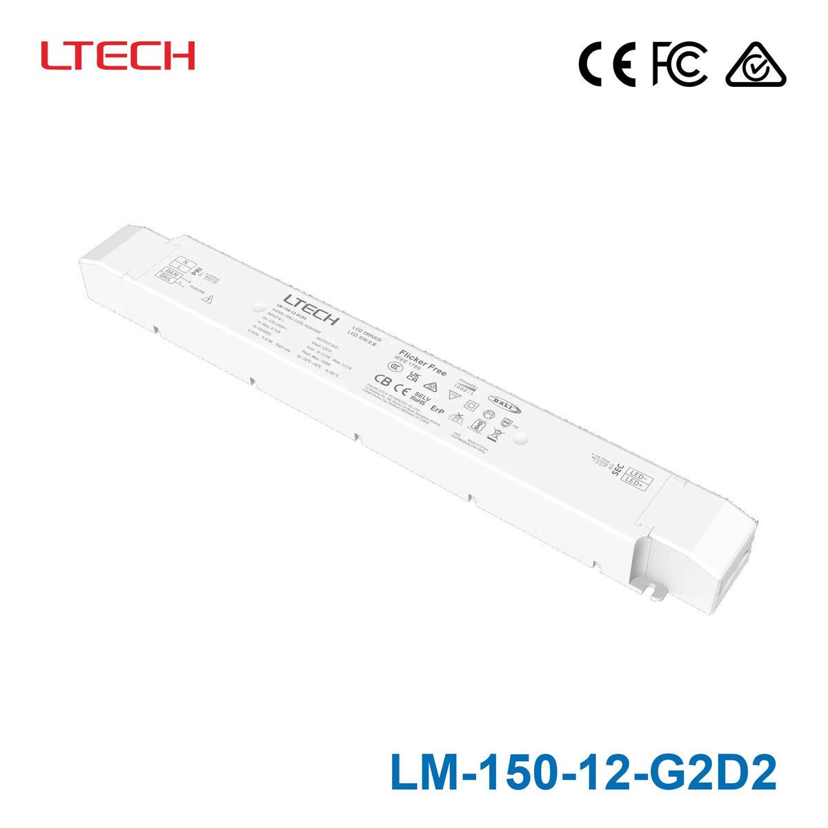 Ltech LM-150-12-G2D2 150W 12VDC DALI2 DT8 LED Driver - Tunable White 6A - LM-150-12-G2D2 - powersupplymall.com