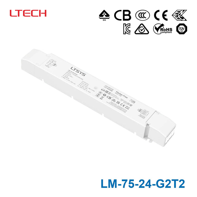 Ltech LM-75-24-G2T2 75W 24VDC CV Triac Driver 3.125A - LM-75-24-G2T2 - powersupplymall.com