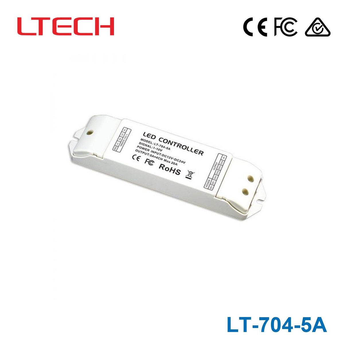 Ltech LT-704-5A Constant Voltage Controller - 0-10V/Push Dimmable - LT-704-5A - powersupplymall.com
