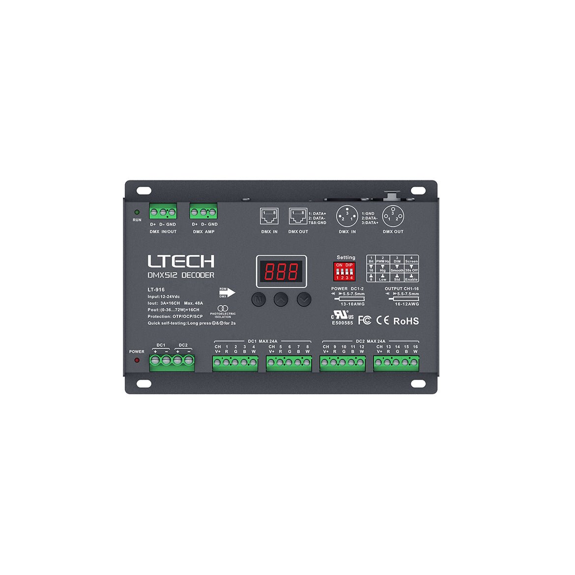 Ltech LT - 916 Constant Voltage Decoder - DMX/RDM - LT - 916 - powersupplymall.com