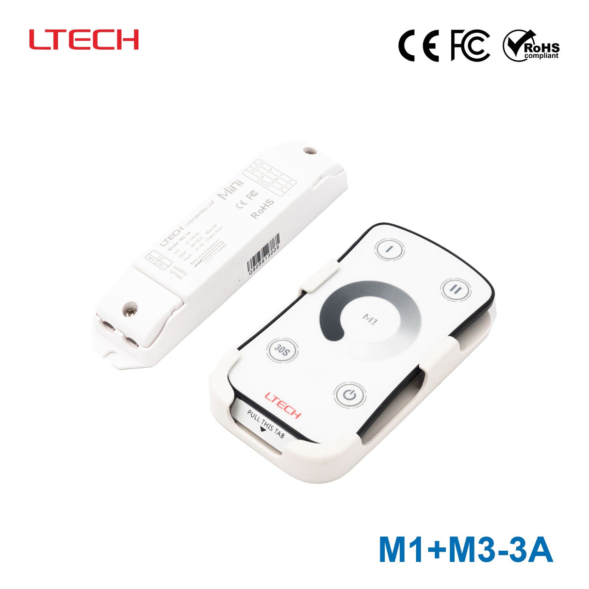 Ltech M1+M3-3A Mini Controller with RF Remote - Dimming - M1+M3-3A - powersupplymall.com