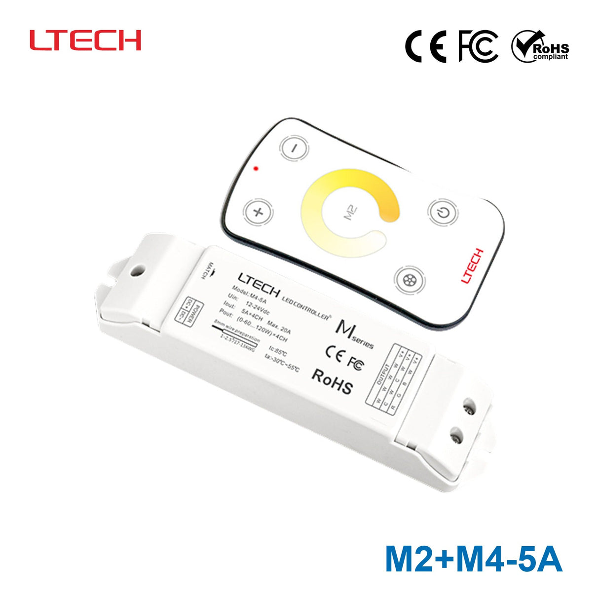 Ltech M2+M4-5A Mini Controller with RF Remote - Colour Temperature - M2+M4-5A - powersupplymall.com