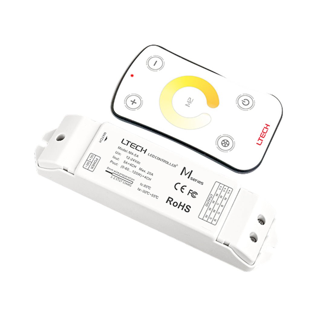 Ltech M2+M4 - 5A Mini Controller with RF Remote - Colour Temperature - M2+M4 - 5A - powersupplymall.com