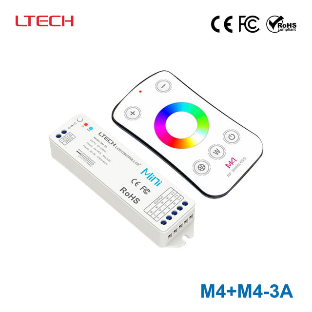 Ltech M4+M4 - 3A Mini Controller with RF Remote - RGBW - M4+M4-3A - powersupplymall.com
