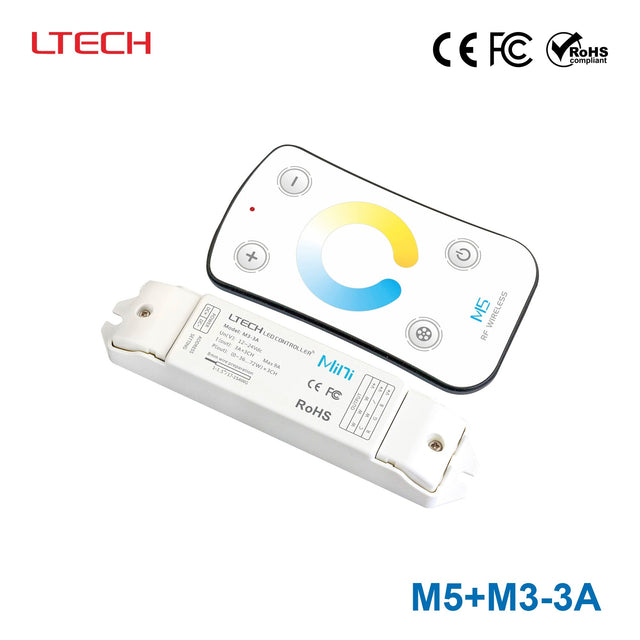 Ltech M5+M3-3A Mini Controller with RF Remote - Colour Temperature - M5+M3-3A - powersupplymall.com