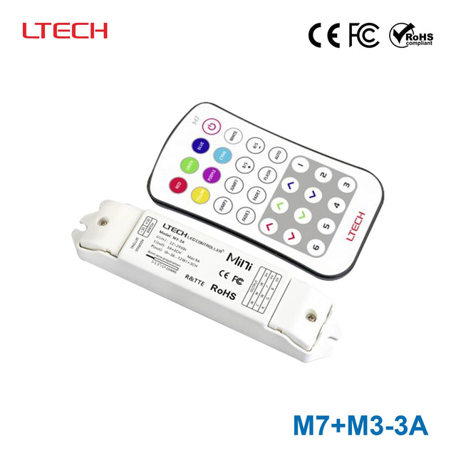 Ltech M7+M3-3A Mini Controller with RF Remote - RGB - M7+M3-3A - powersupplymall.com
