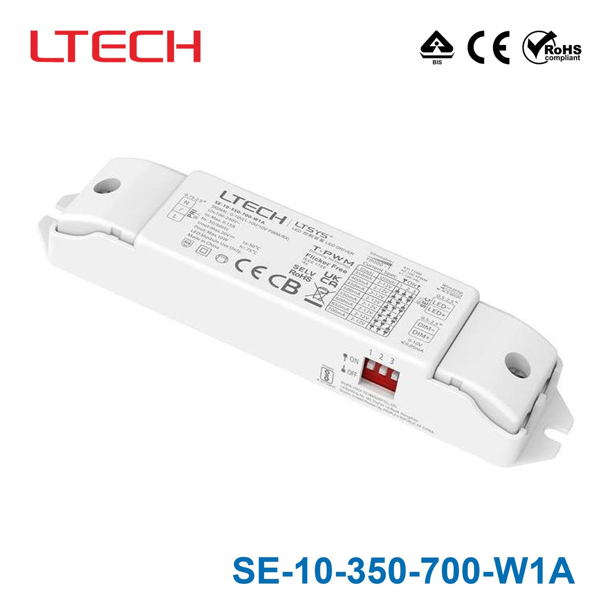 LTECH SE - 10 - 350 - 700 - W1A 10W 350mA~700mA CC 0 - 10V LED Driver - SE-10-350-700-W1A - powersupplymall.com