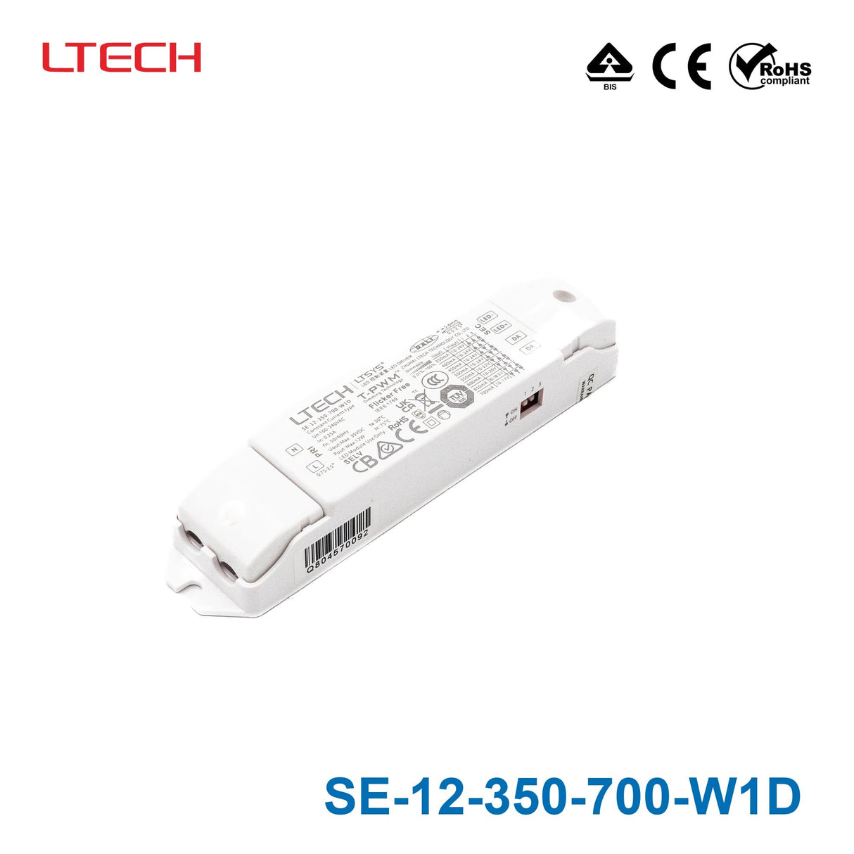 LTECH SE - 12 - 350 - 700 - W1D 12W 350mA ~ 700mA CC DALI2 LED Driver - Selectable Output - SE-12-350-700-W1D - powersupplymall.com