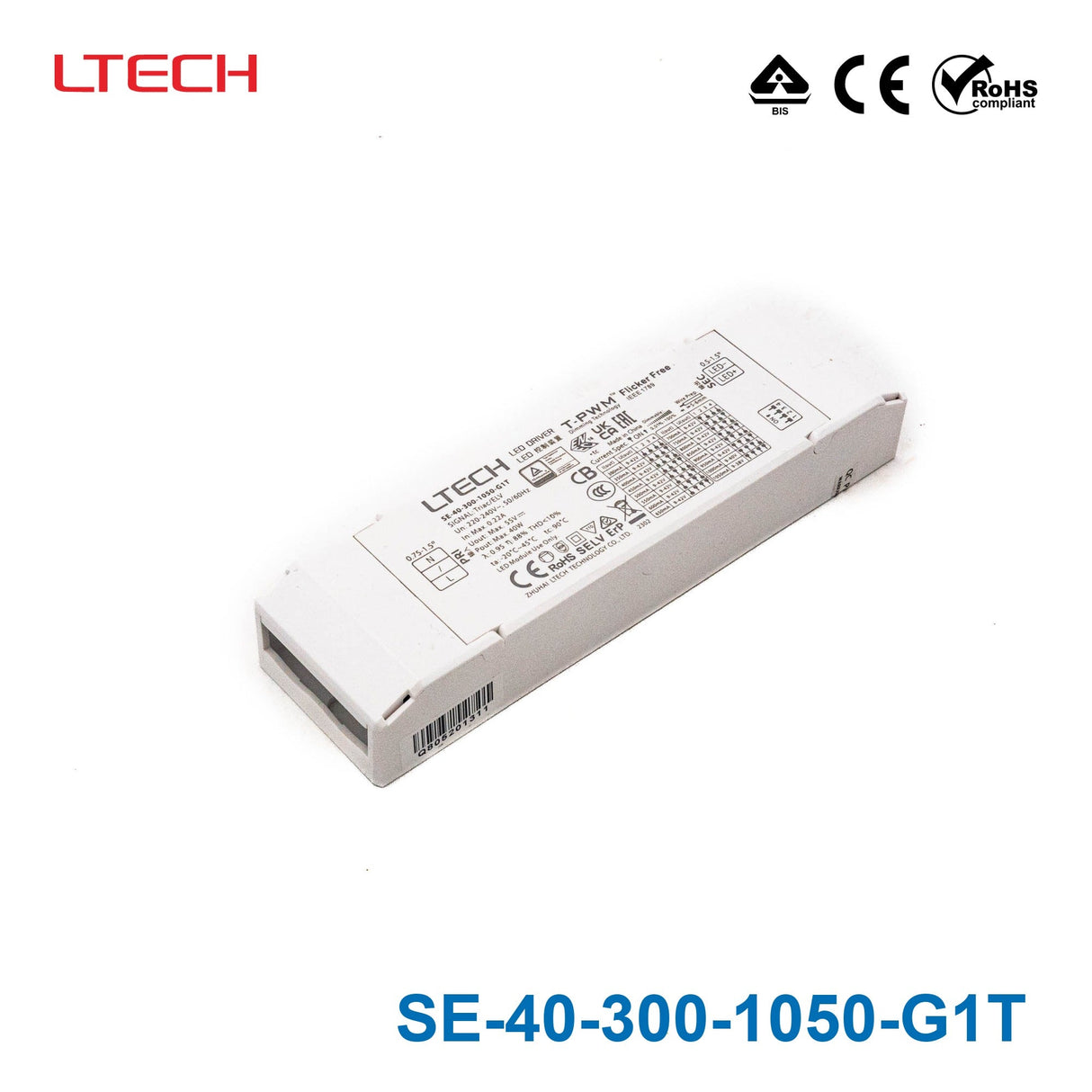 LTECH SE-40-300-1050-G1T 40W 300mA ~ 1050mA CC Triac LED Driver - SE-40-300-1050-G1T - powersupplymall.com