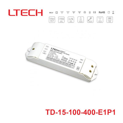 LTECH TD-15-100-400-E1P1 15W 100mA ~ 400mA CC Triac LED Driver - Selectable Output