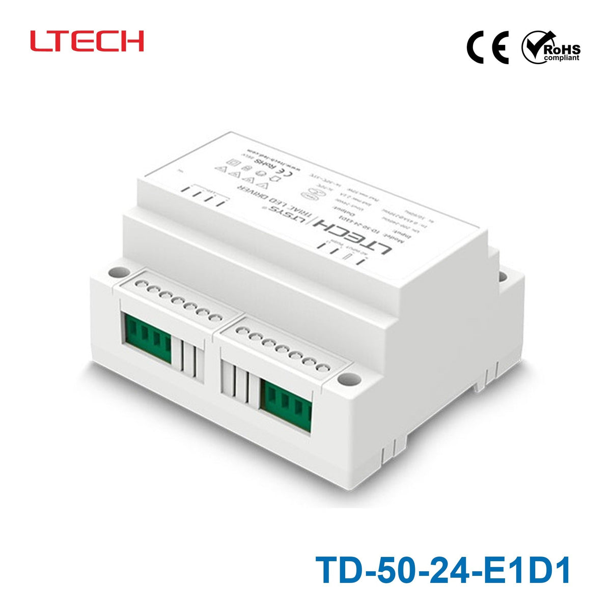 Ltech TD-50-24-E1D1 50W 24VDC CV Triac LED Intelligent Driver 2.1A - TD-50-24-E1D1 - powersupplymall.com