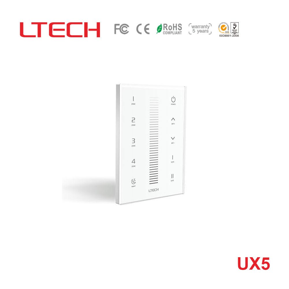 Ltech UX5 Wireless RF/DMX512 Multi - zone Touch Panel - Dimming - UX5 - powersupplymall.com