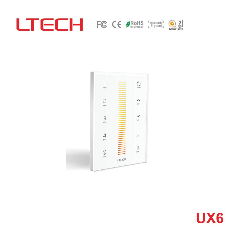 Ltech UX6 Wireless RF/DMX512 Multi - zone Touch Panel - Colour Temperature - UX6 - powersupplymall.com