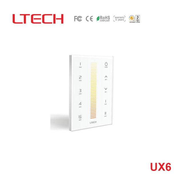 Ltech UX6 Wireless RF/DMX512 Multi - zone Touch Panel - Colour Temperature - UX6 - powersupplymall.com