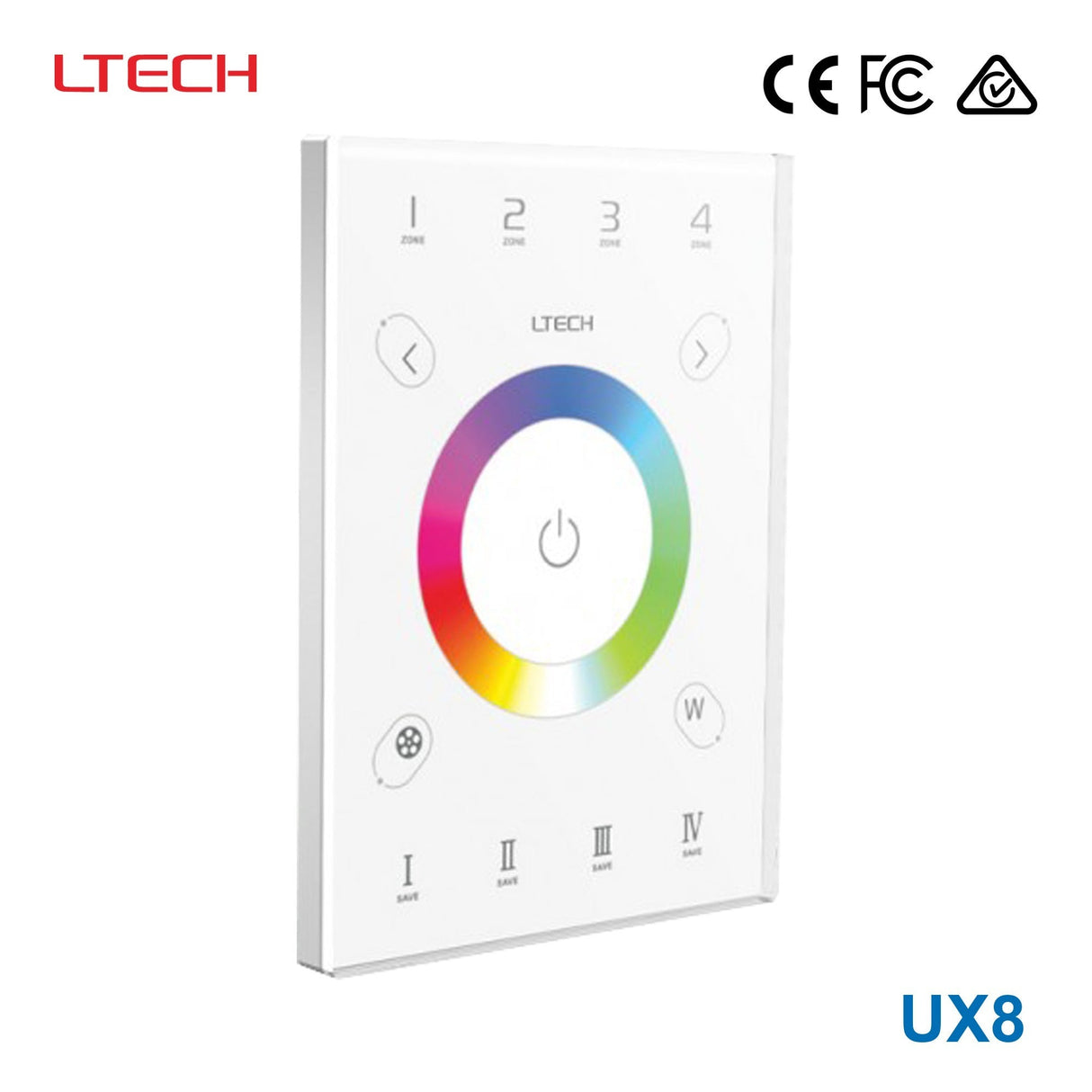 Ltech UX8 Wireless RF/DMX512 Multi - zone Touch Panel - RGBW - UX8 - powersupplymall.com