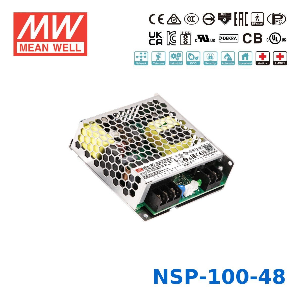 Mean Well 100.8W High Reliable Multi-Industries Power Supply 48V 2.1A - NSP-100-48 - powersupplymall.com