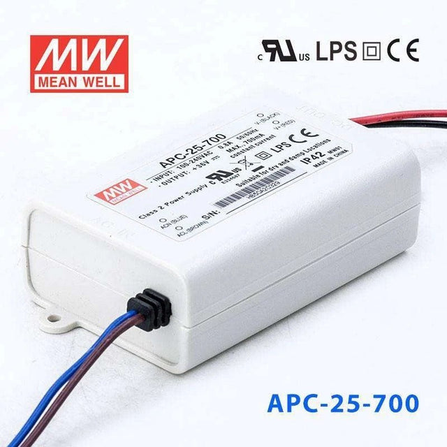 Mean Well APC - 25 - 700 Power Supply 25W 700mA - APC - 25 - 700 - powersupplymall.com